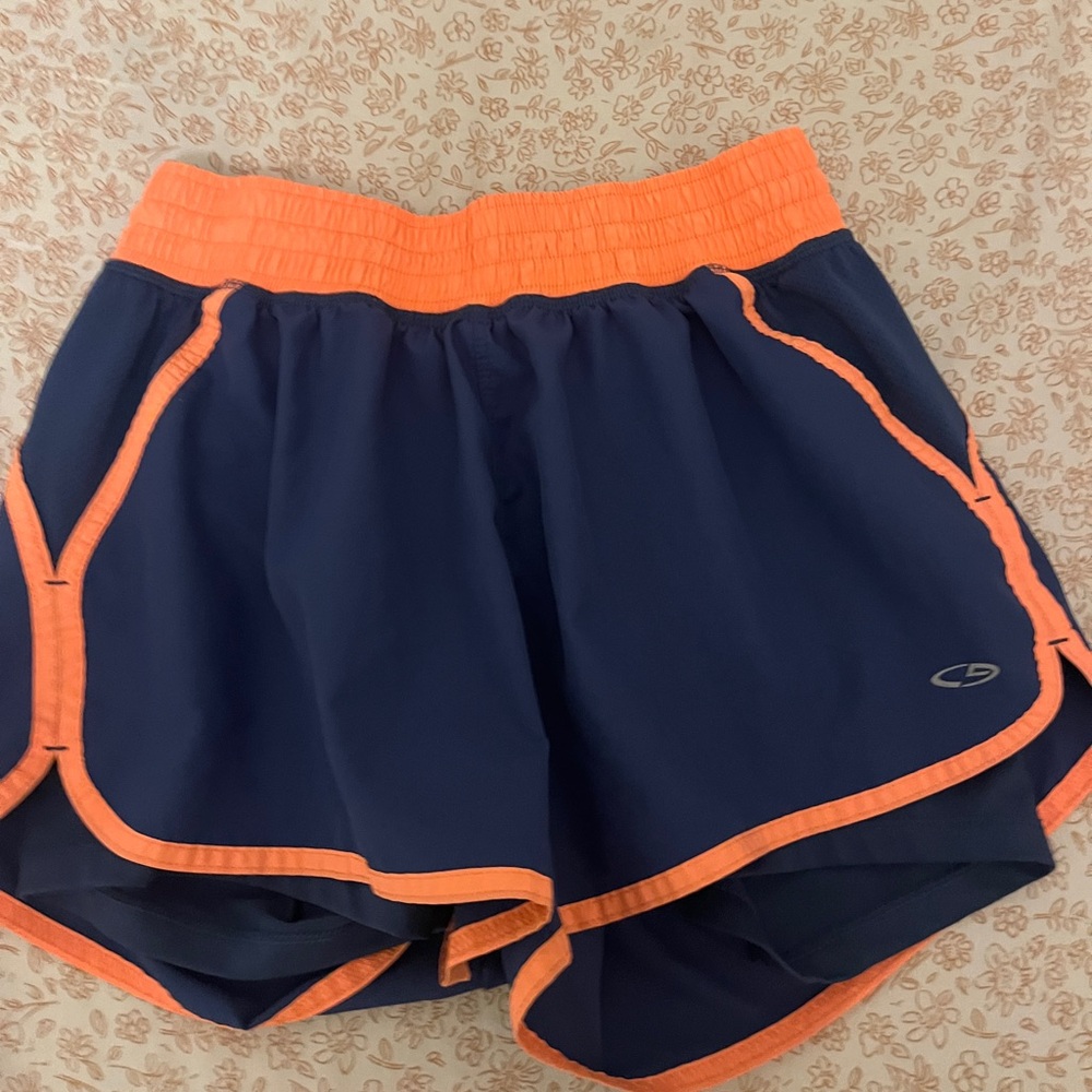 Champion Women's Athletic Shorts - Navy and Orange